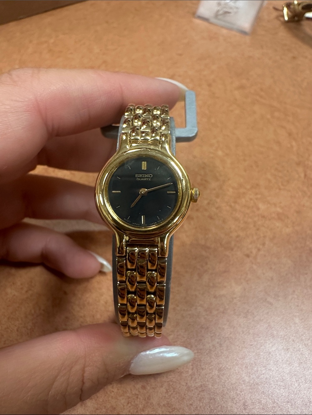 Seiko Gold and Black Ladies' Bracelet Quartz Watch